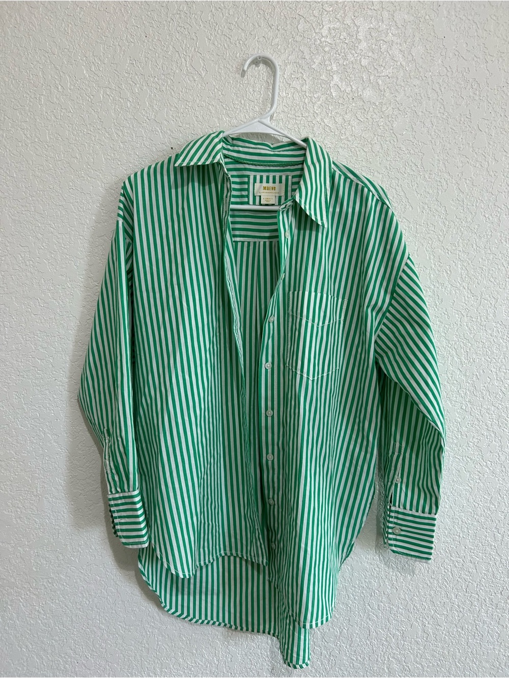 Mauve Green and White Vertical Stripe Button-Down Shirt